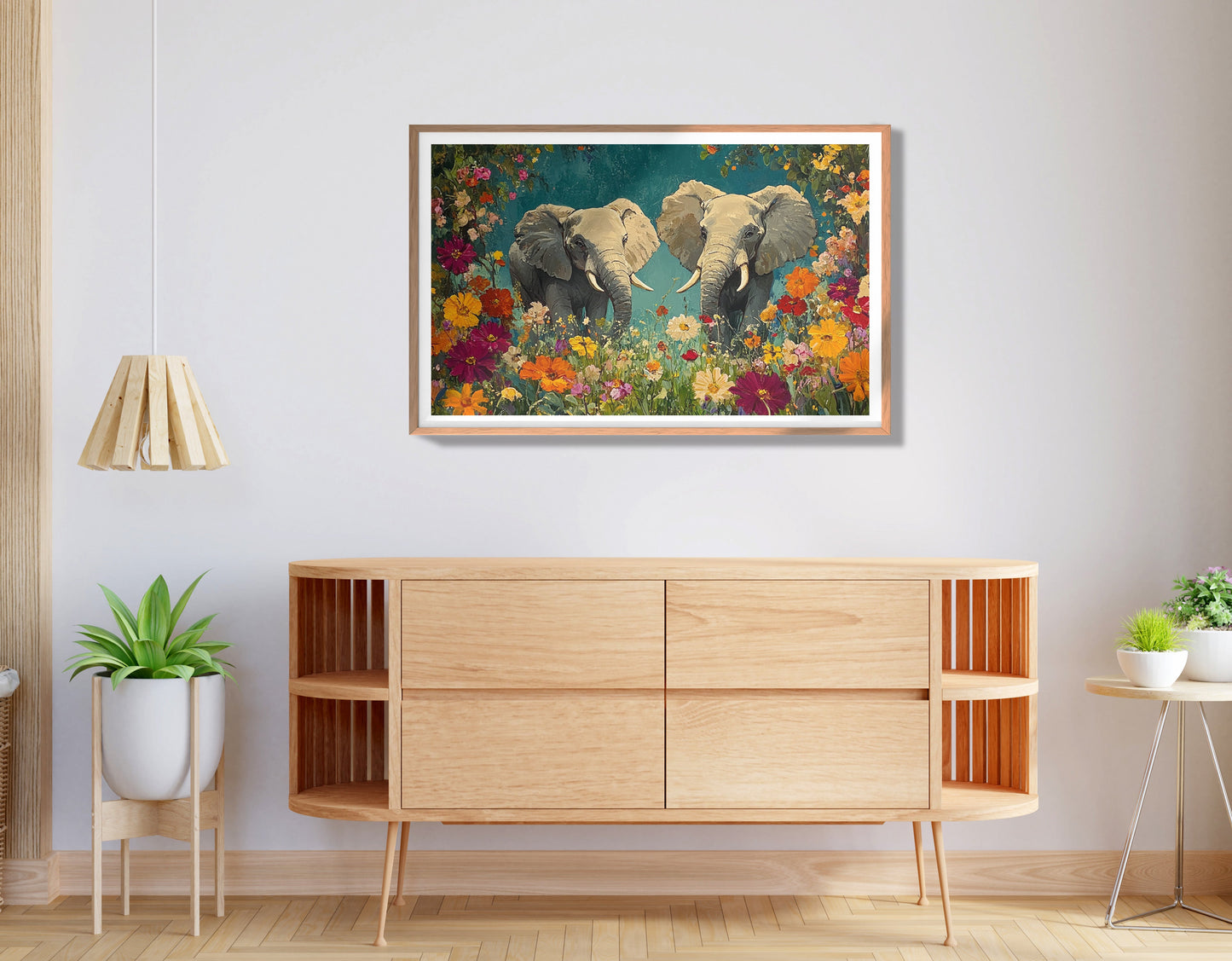 Elephant Pair Floral African American canvas print view 80