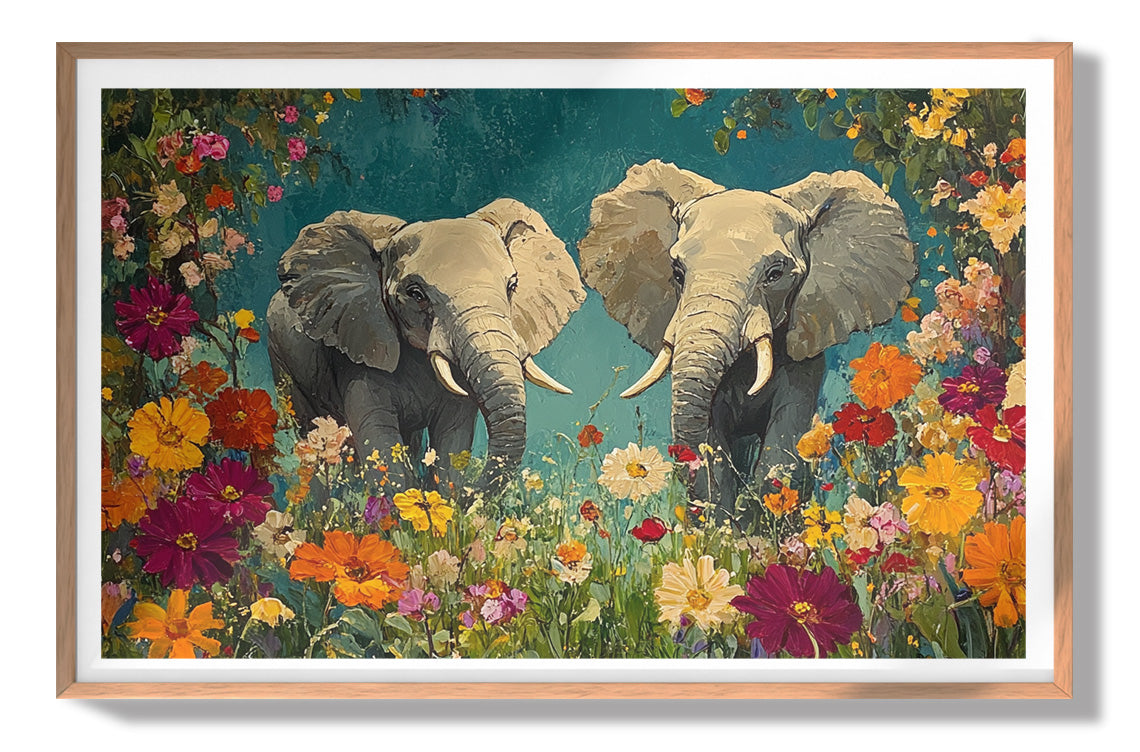 Elephant Pair Floral African American canvas print view 79