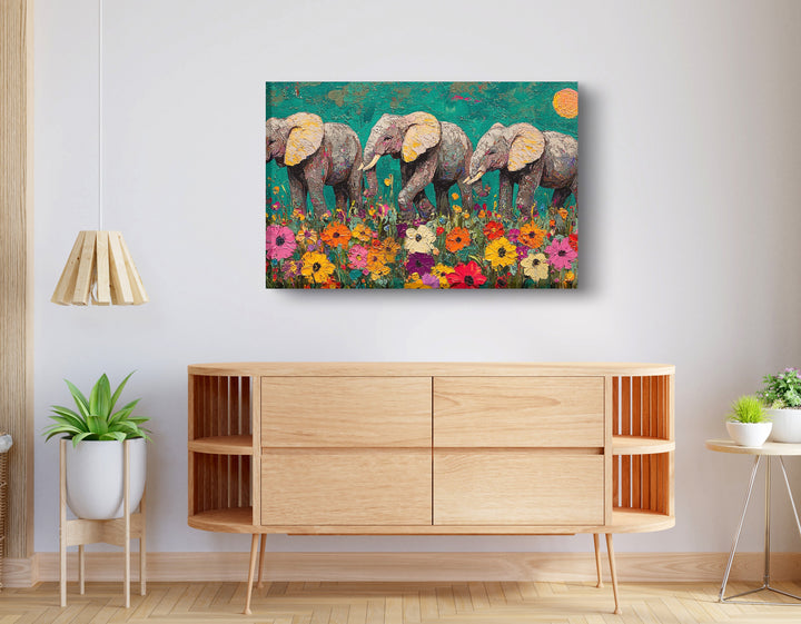 Colorful Elephant Family African American Wall Art