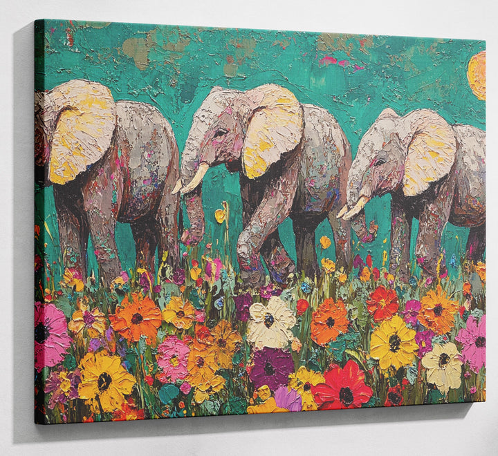 Colorful Elephant Family African American canvas print canvas print with visible wall art format