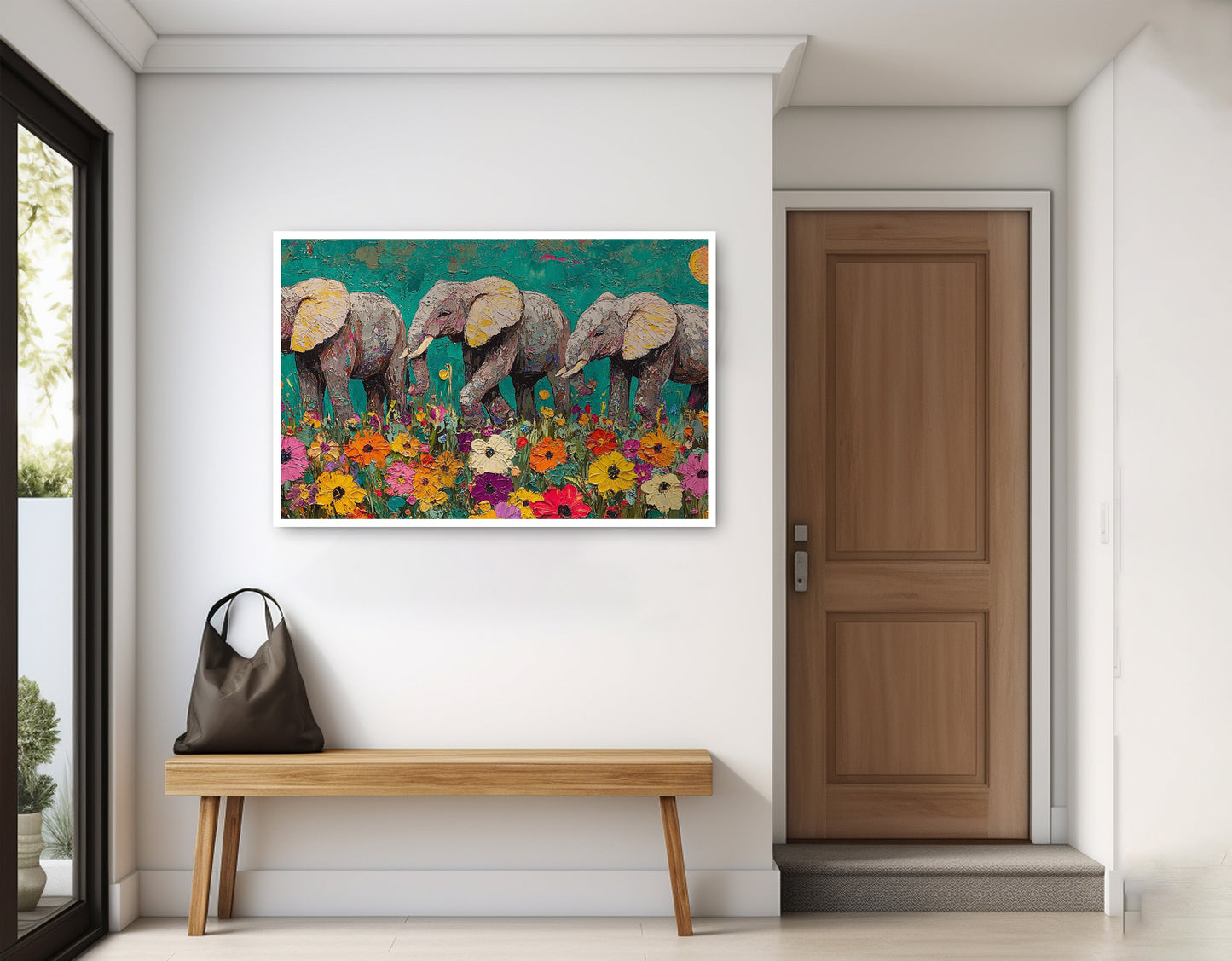 Colorful Elephant Family African American canvas print home decor view
