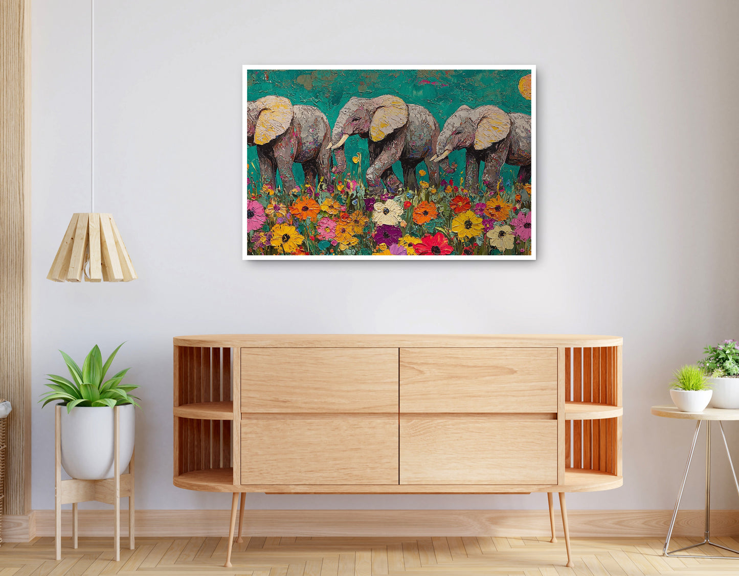 Alternate view of Colorful Elephant Family African American canvas print
