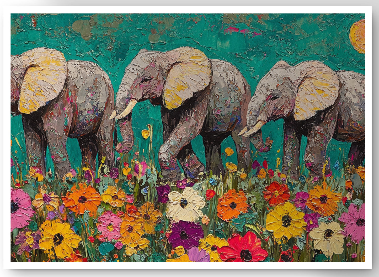 Colorful Elephant Family African American canvas print by MoomZee Artwork