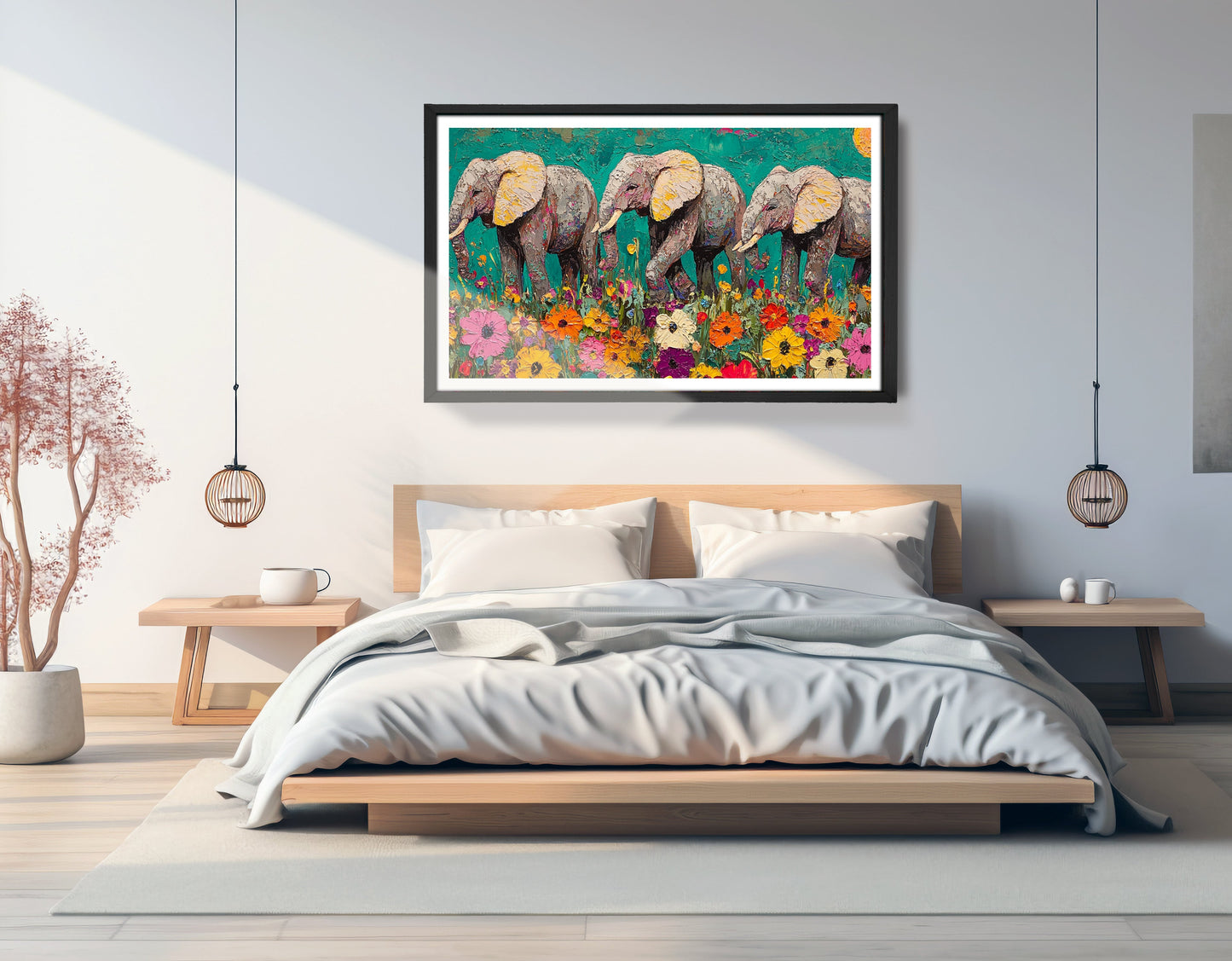 Colorful Elephant Family African American canvas print view 69