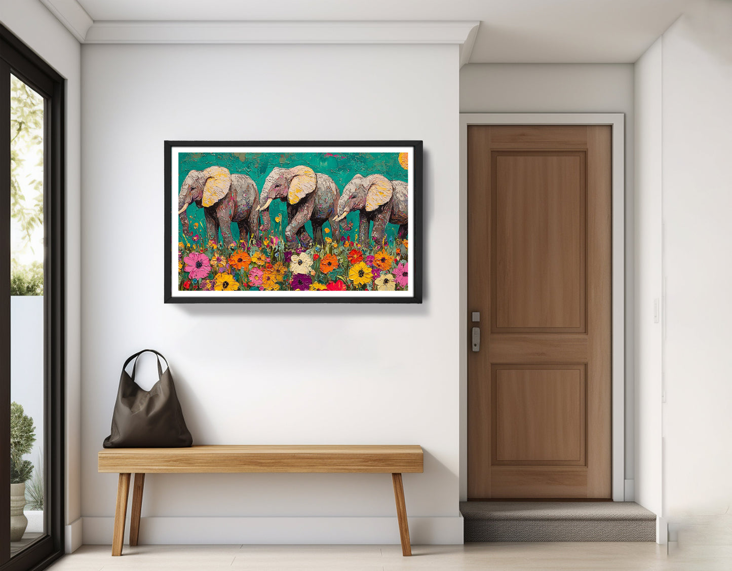 Colorful Elephant Family African American canvas print view 71