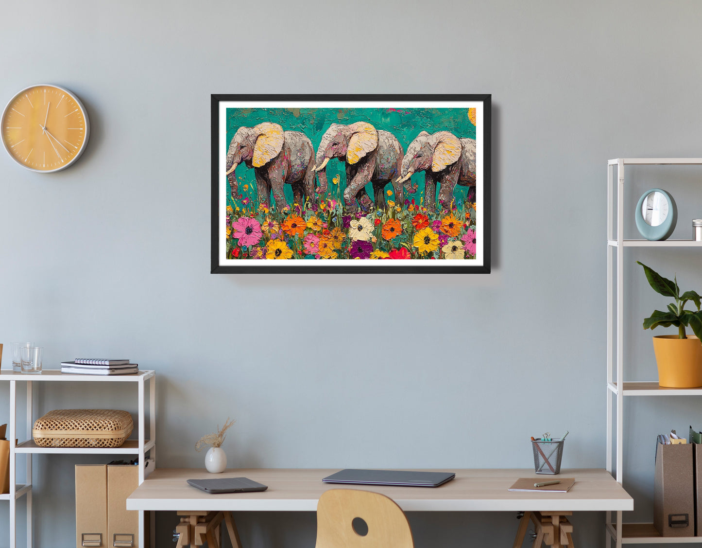 Colorful Elephant Family African American canvas print view 72