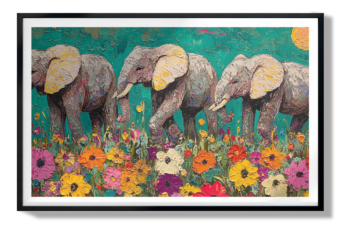 Colorful Elephant Family African American canvas print view 67