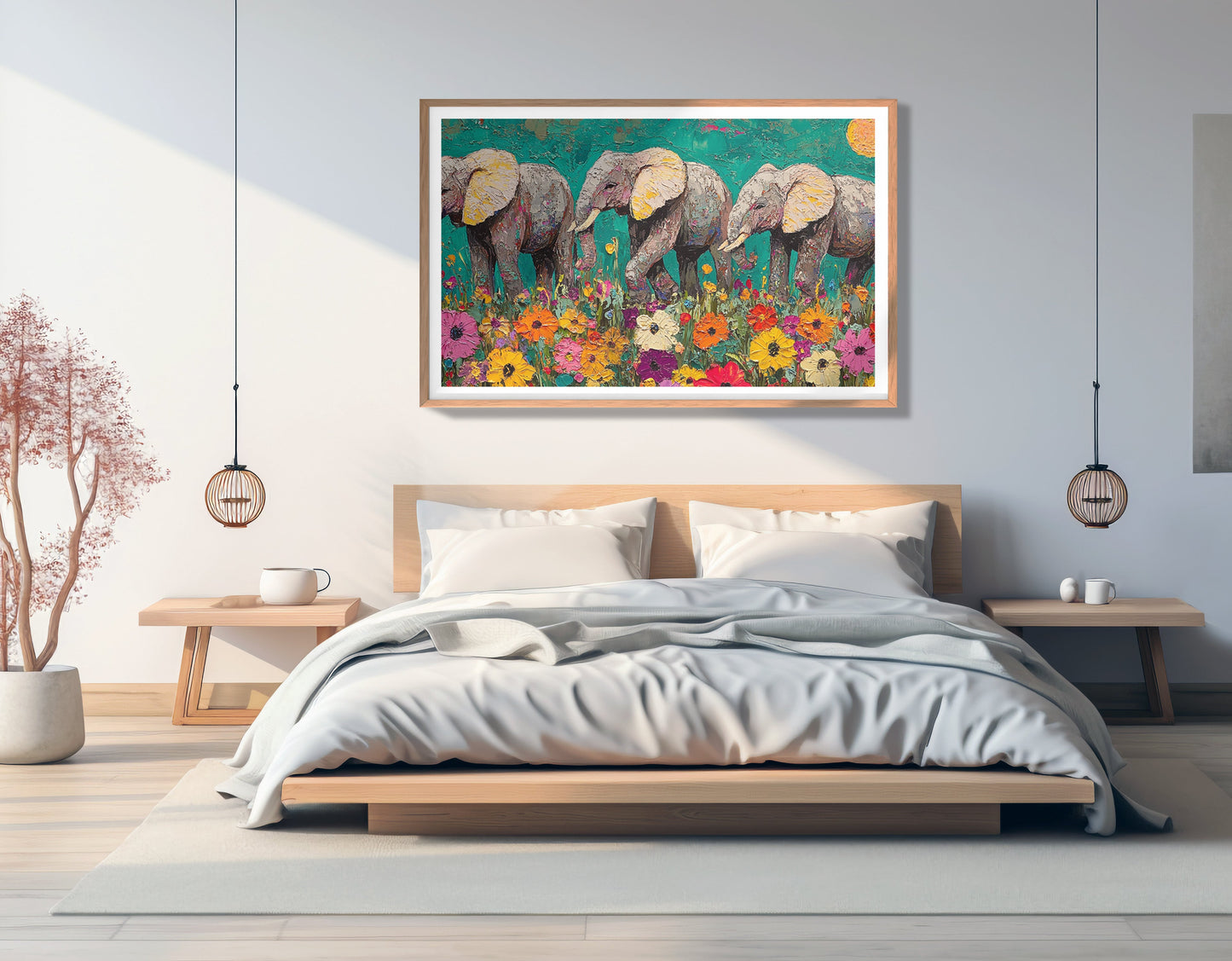 Colorful Elephant Family African American canvas print view 81