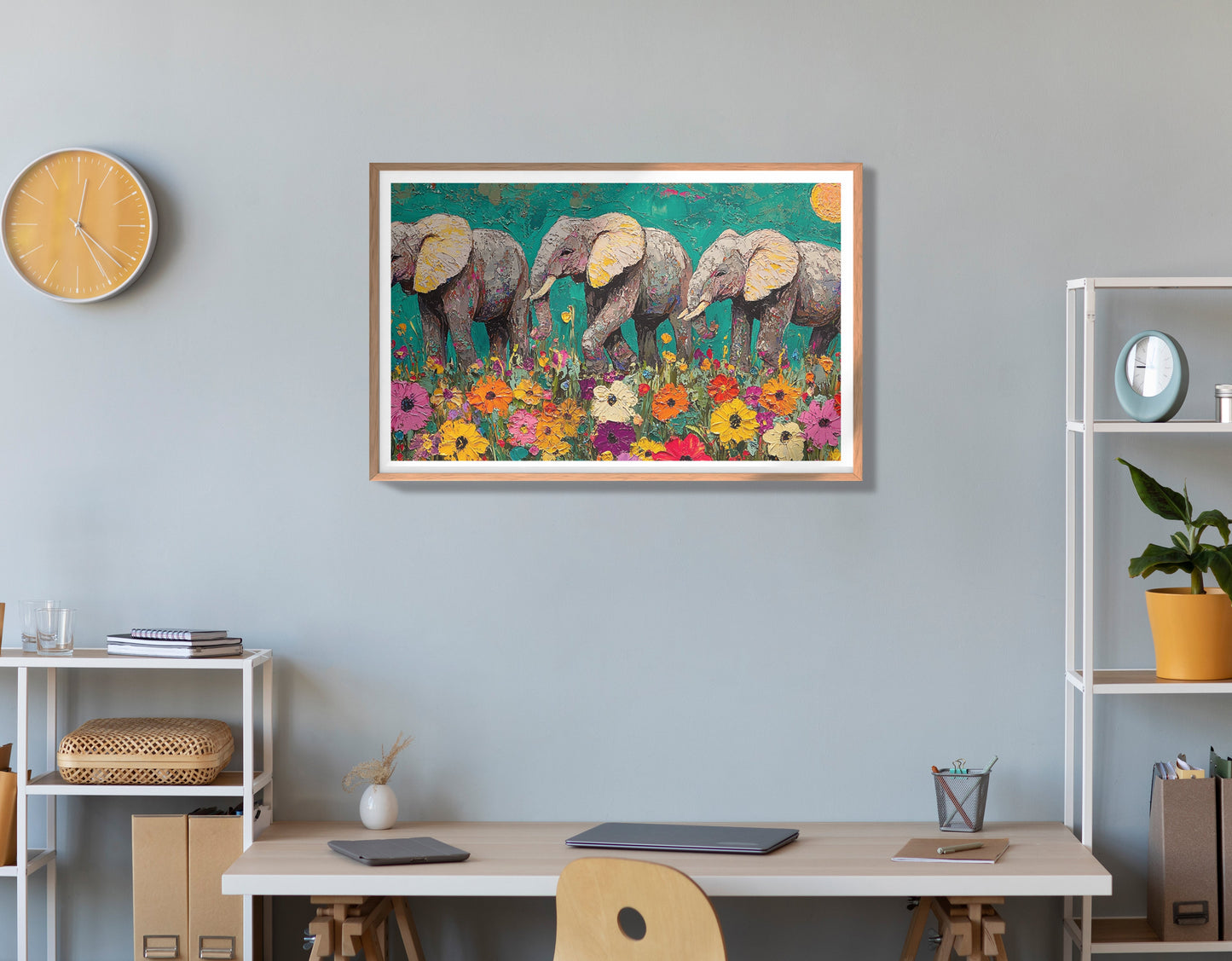 Colorful Elephant Family African American canvas print view 84