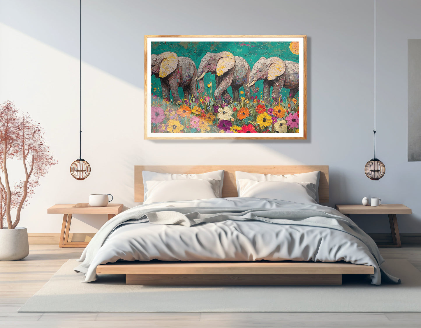 Colorful Elephant Family African American canvas print view 75