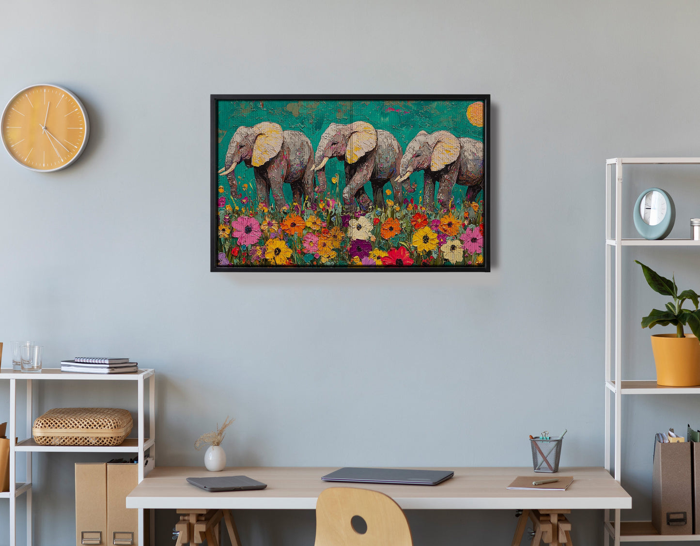 Colorful Elephant Family African American canvas print view 30