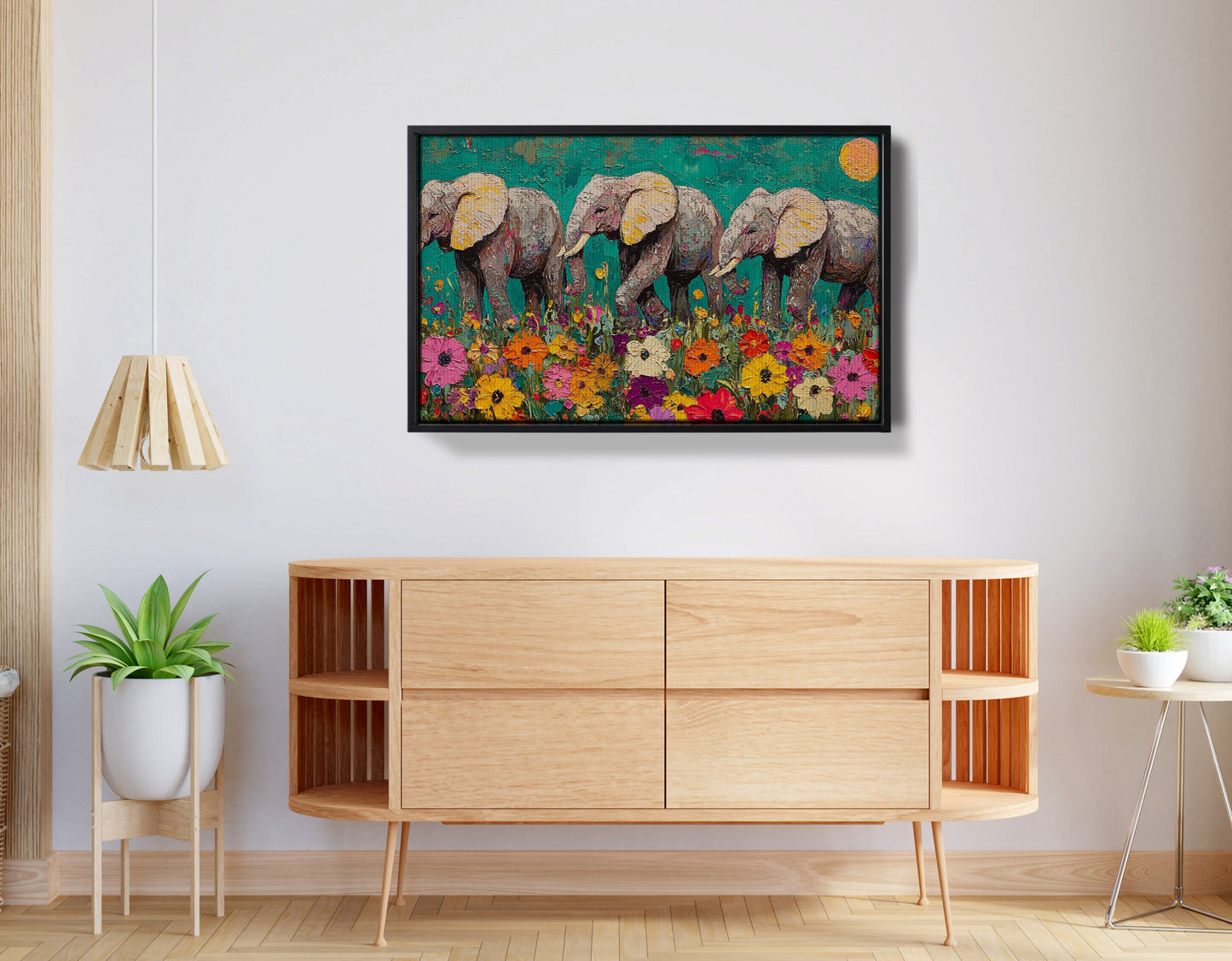 Colorful Elephant Family African American canvas print view 26