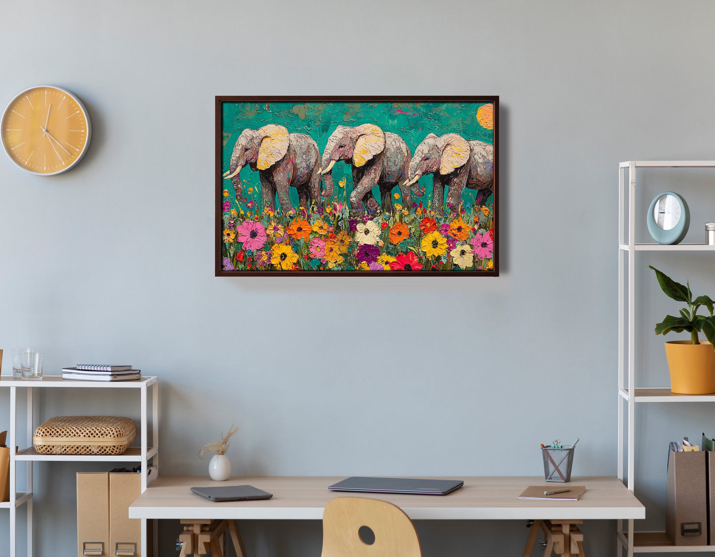 Colorful Elephant Family African American canvas print view 36