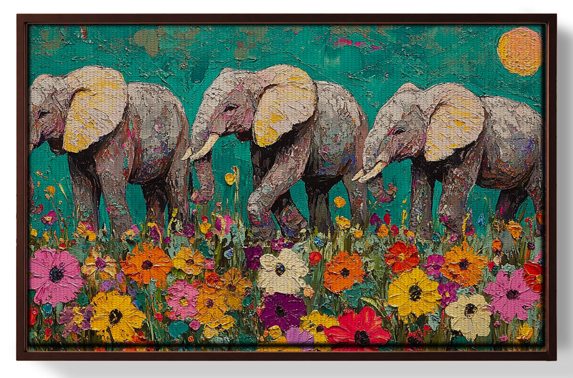 Colorful Elephant Family African American canvas print view 31