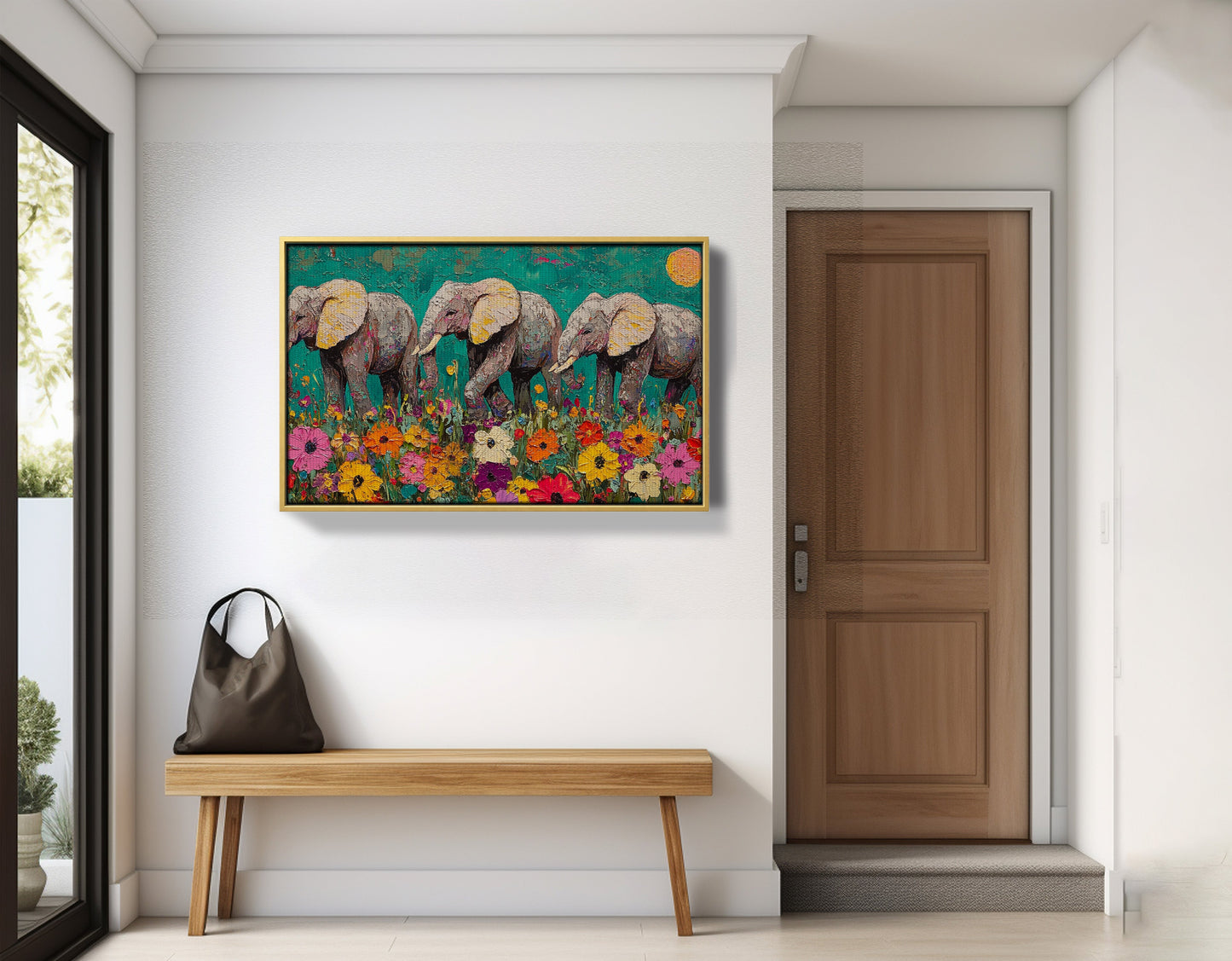 Colorful Elephant Family African American canvas print view 41