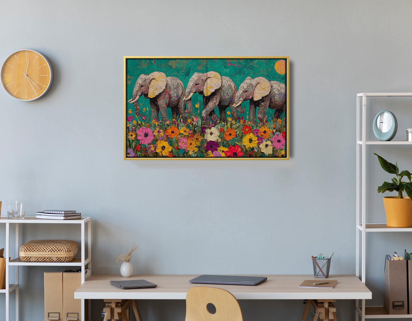 Colorful Elephant Family African American canvas print view 42