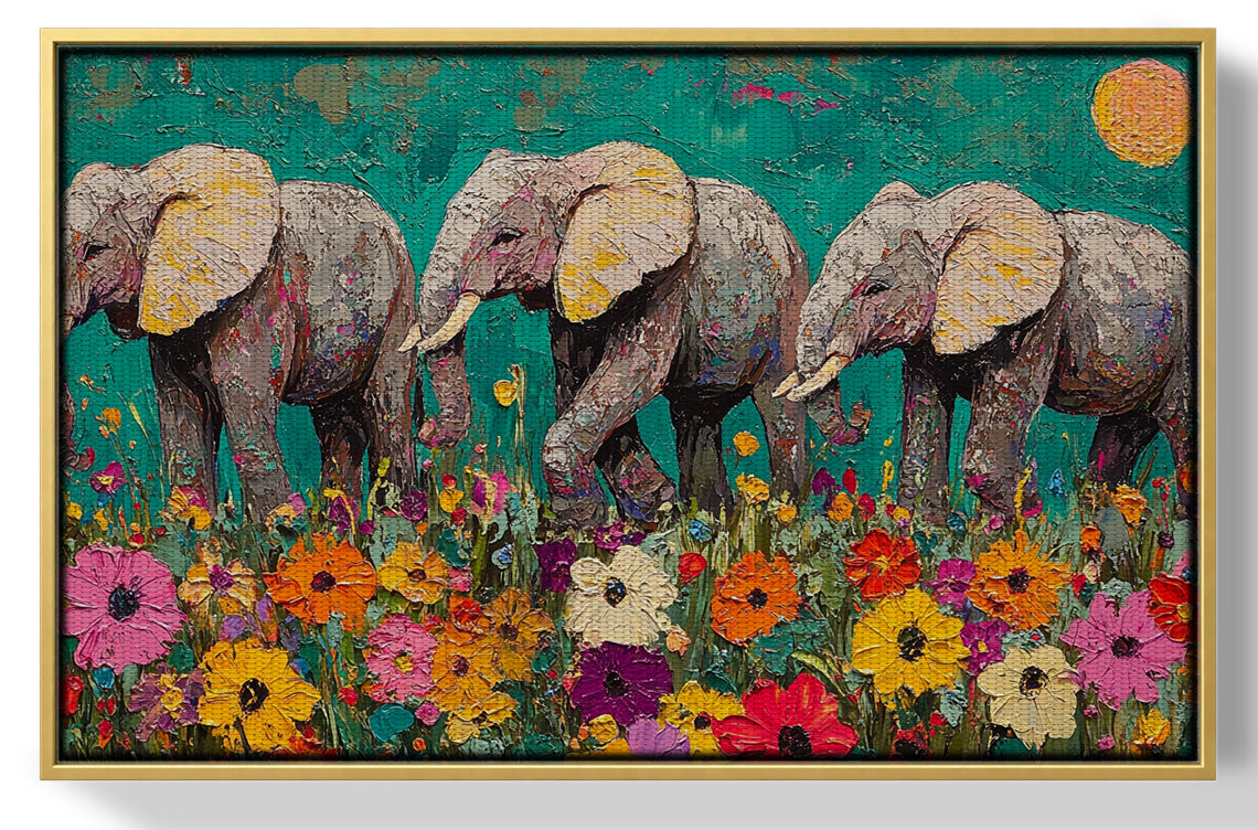 Colorful Elephant Family African American canvas print view 37