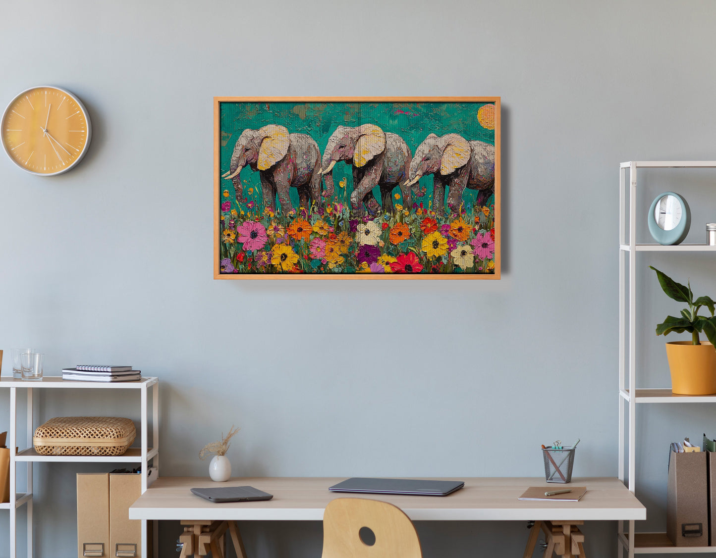 Colorful Elephant Family African American canvas print view 48