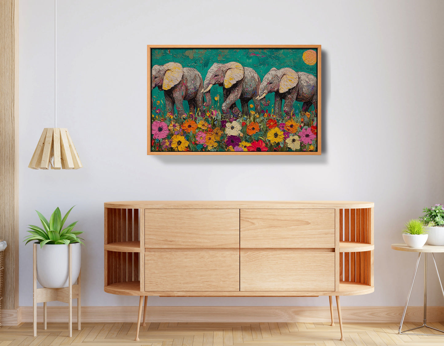Colorful Elephant Family African American canvas print view 44