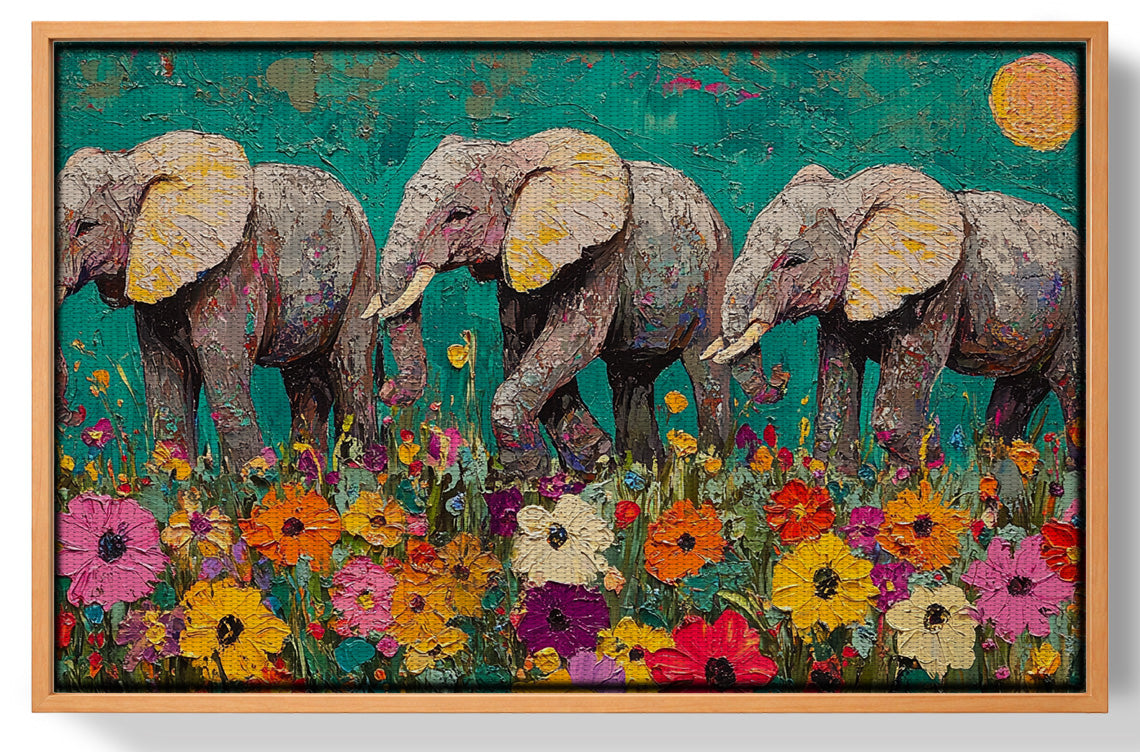 Colorful Elephant Family African American canvas print view 43