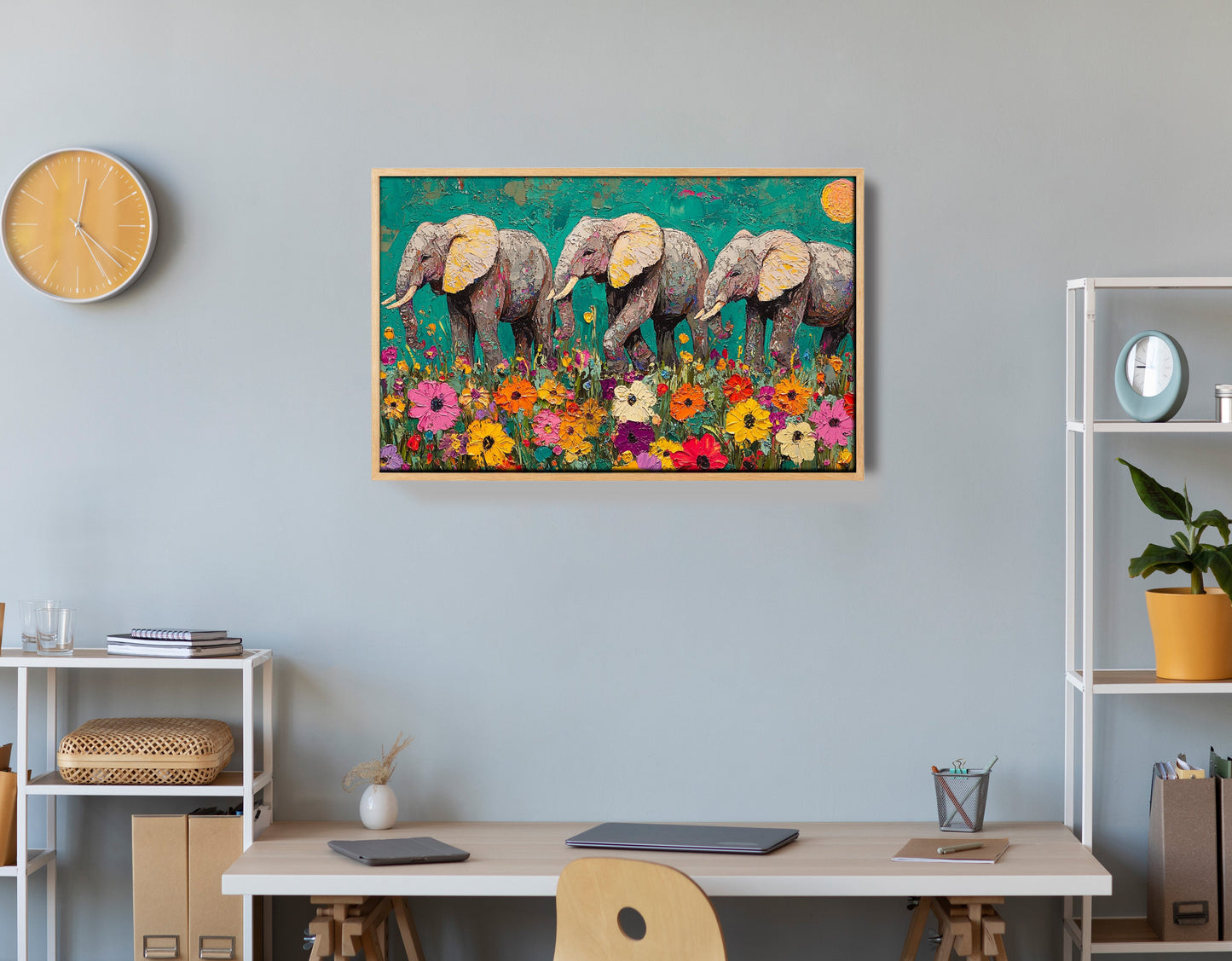 Colorful Elephant Family African American canvas print view 54