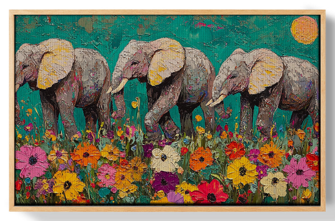 Colorful Elephant Family African American canvas print view 49
