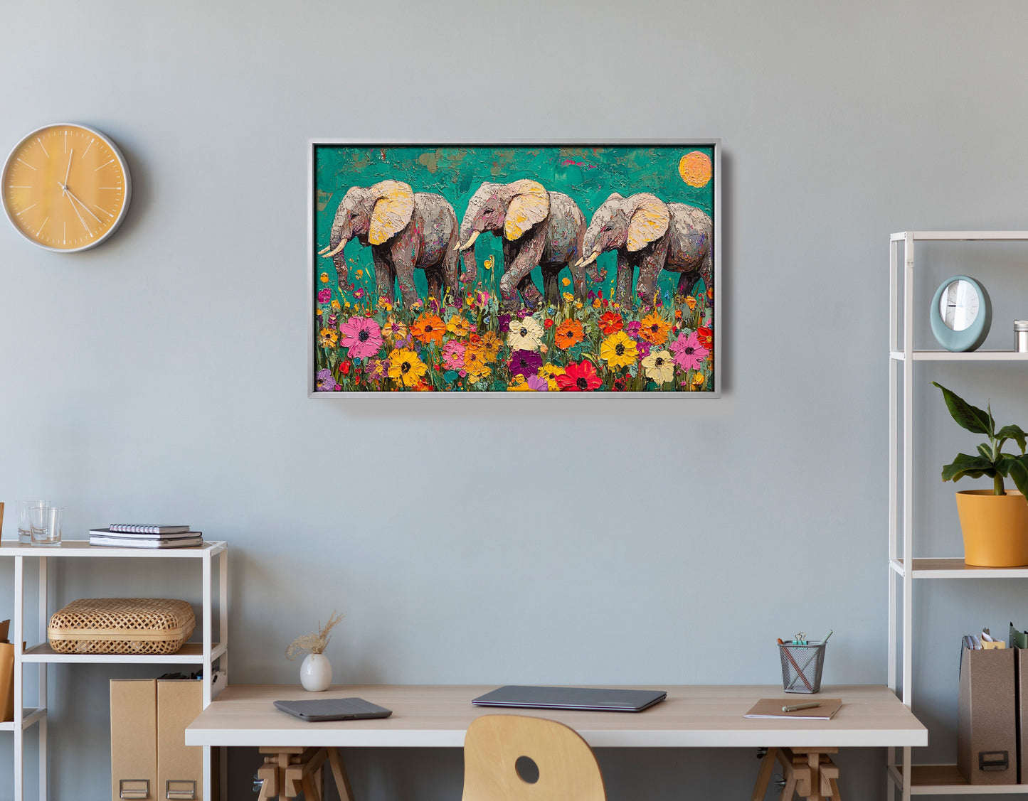 Colorful Elephant Family African American canvas print view 60