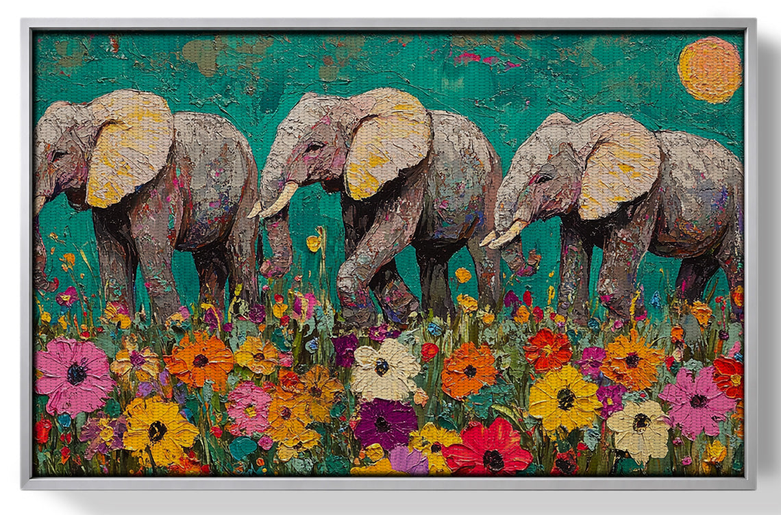 Colorful Elephant Family African American canvas print view 55