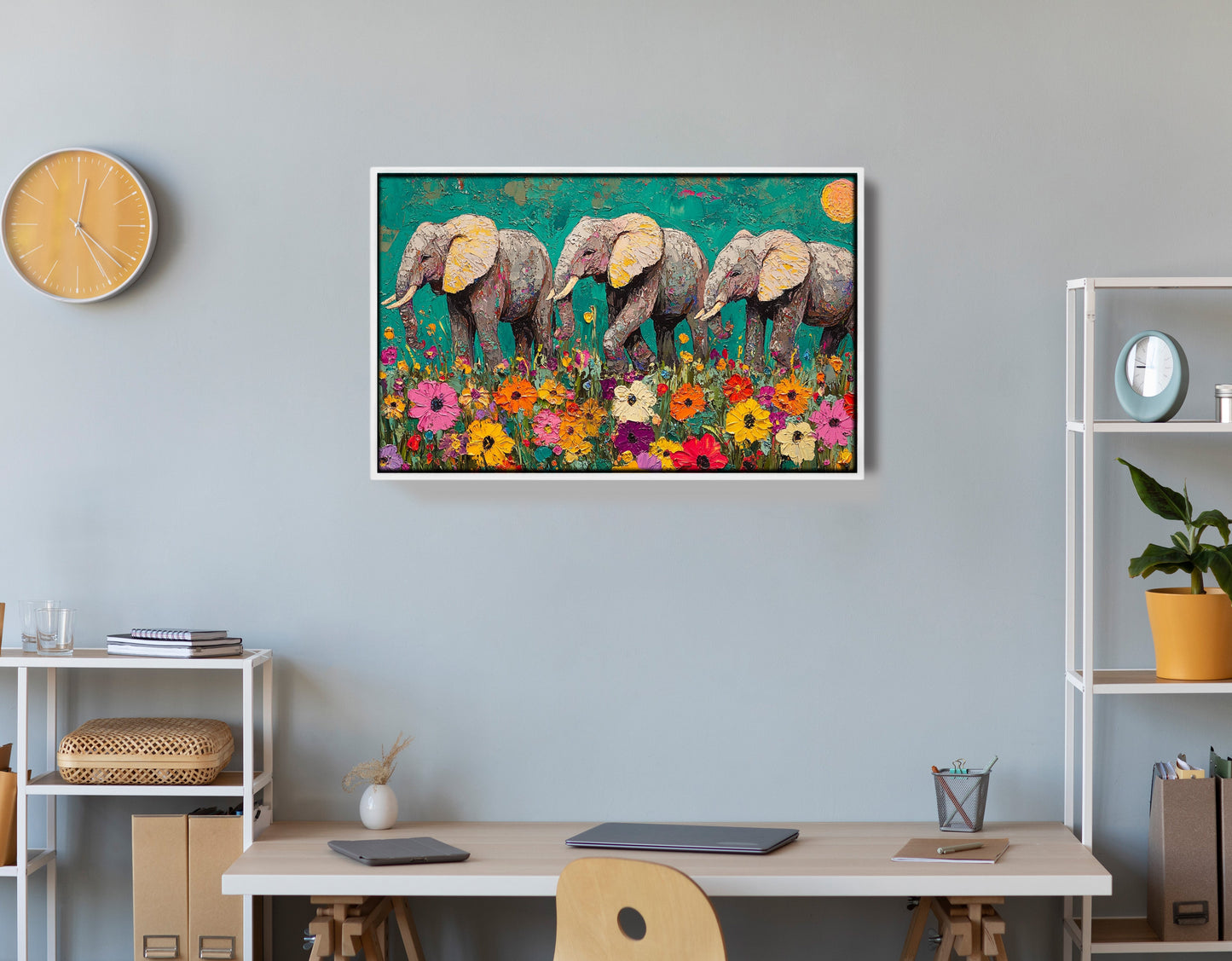Colorful Elephant Family African American canvas print view 66