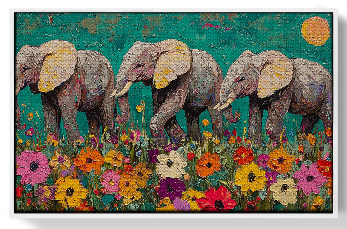 Colorful Elephant Family African American canvas print view 61