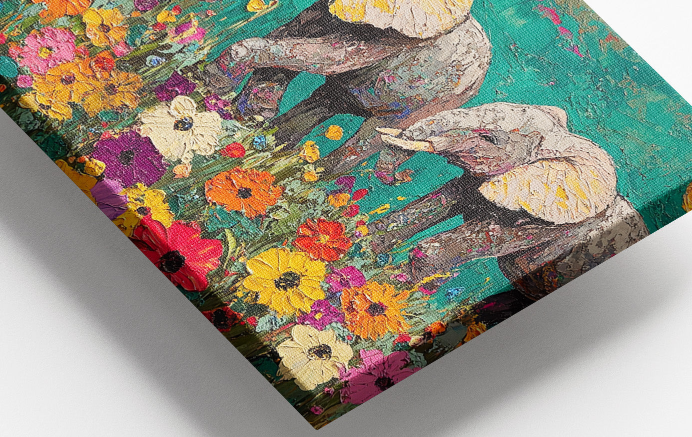 Colorful Elephant Family African American canvas print view 16