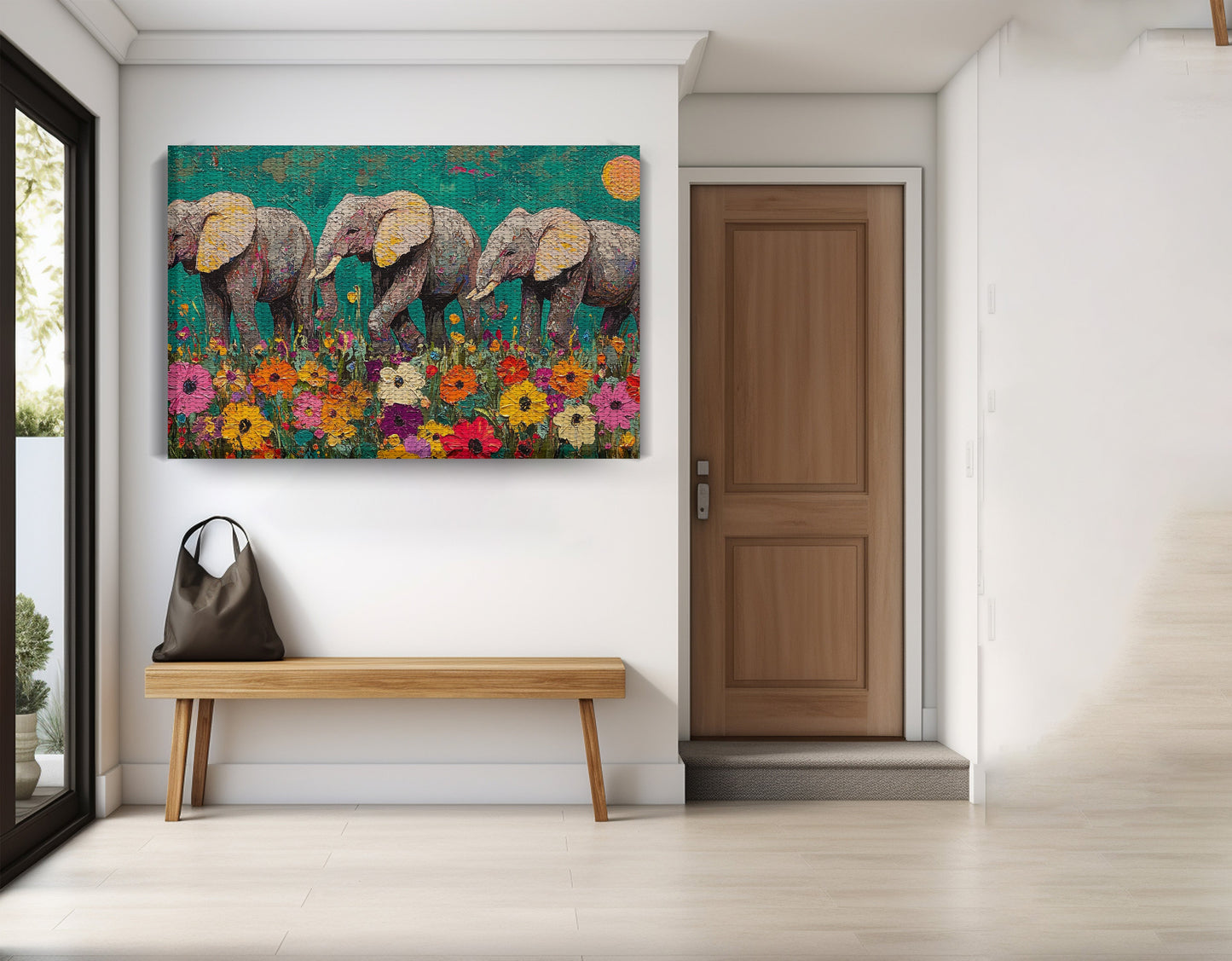 Colorful Elephant Family African American canvas print view 17