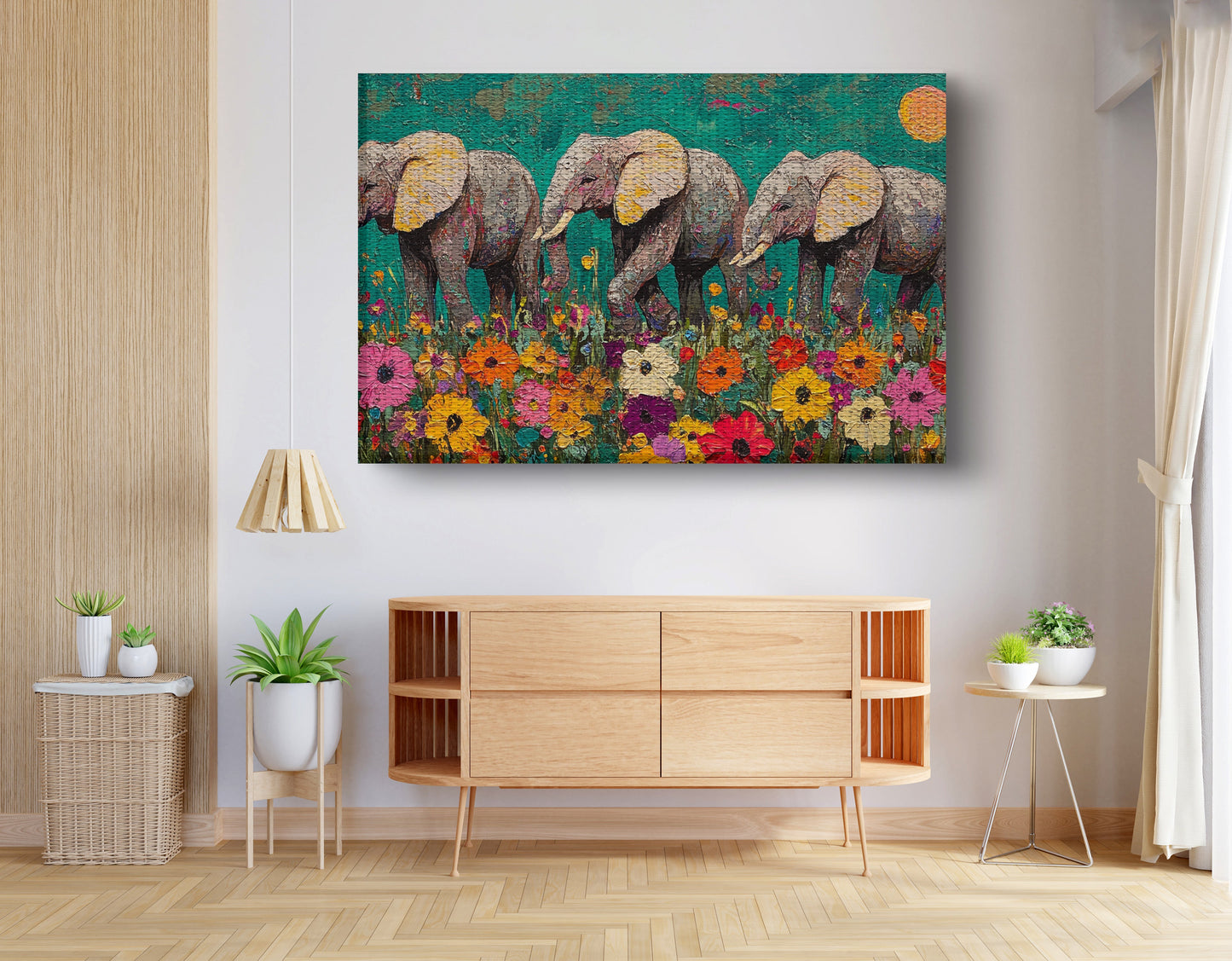 Colorful Elephant Family African American canvas print view 14