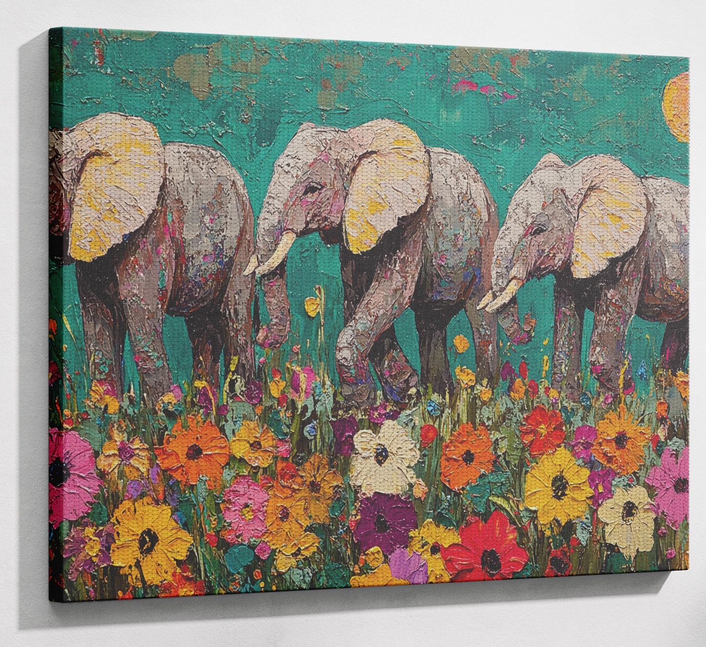 Colorful Elephant Family African American canvas print view 13