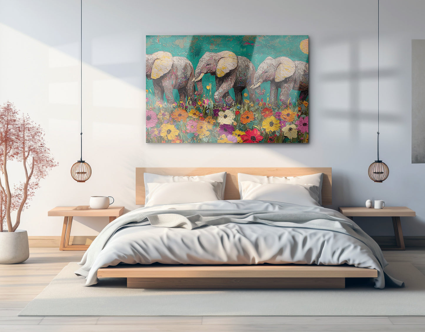 Colorful Elephant Family African American canvas print view 21