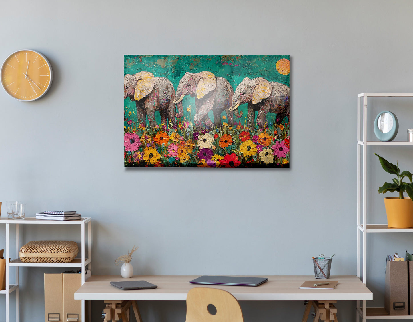 Colorful Elephant Family African American canvas print view 24