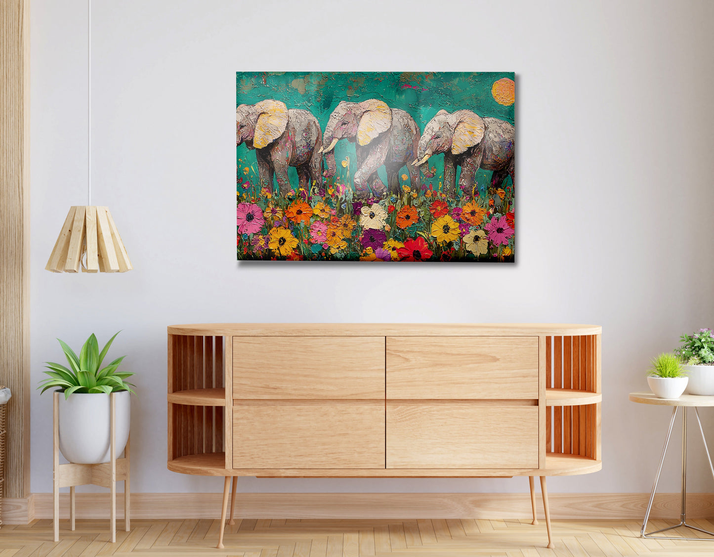 Colorful Elephant Family African American canvas print view 20