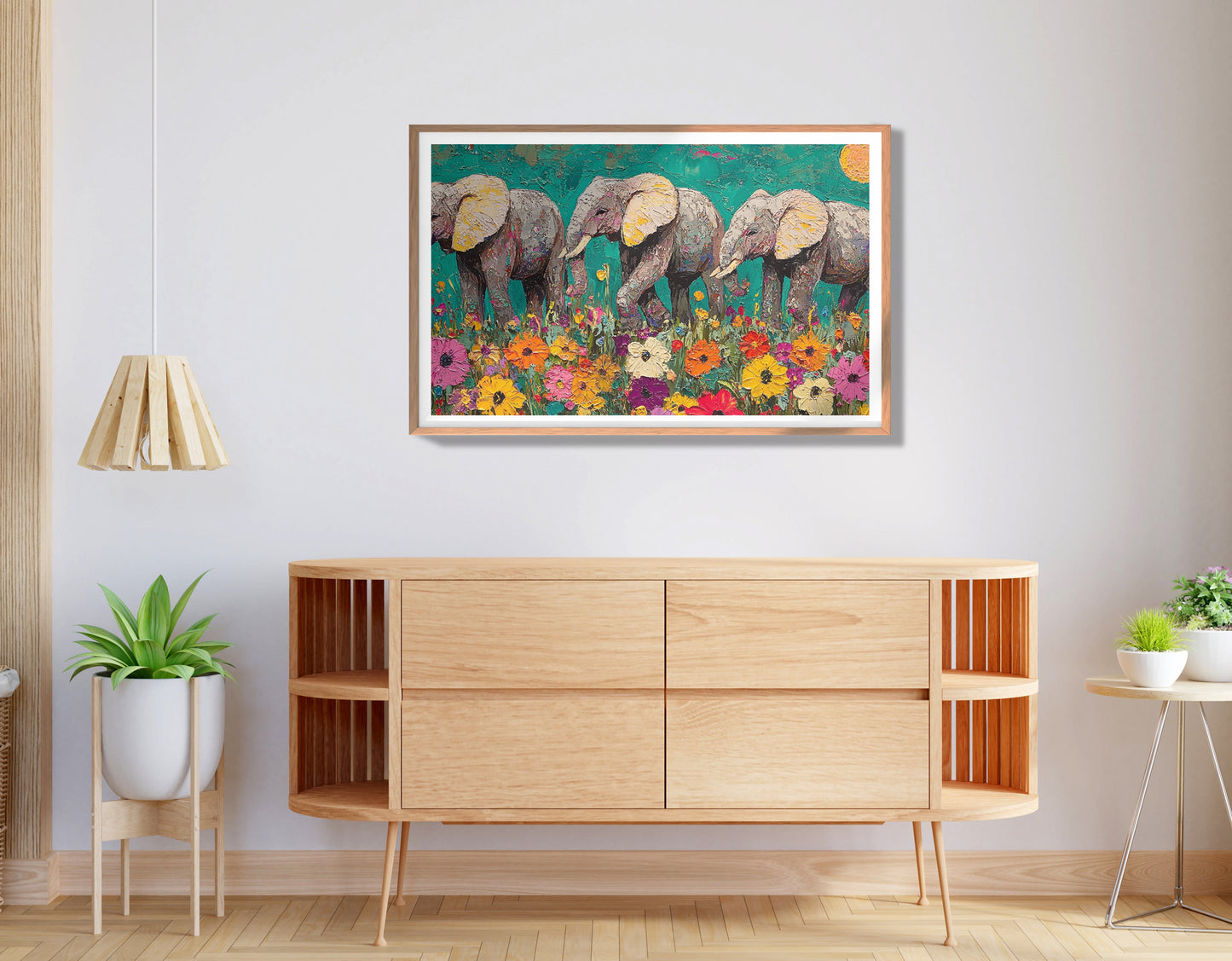 Colorful Elephant Family African American canvas print view 80