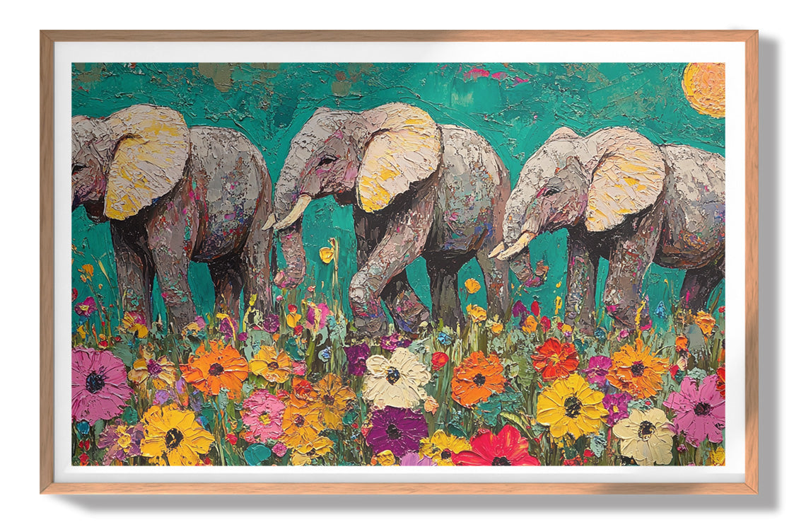 Colorful Elephant Family African American canvas print view 79