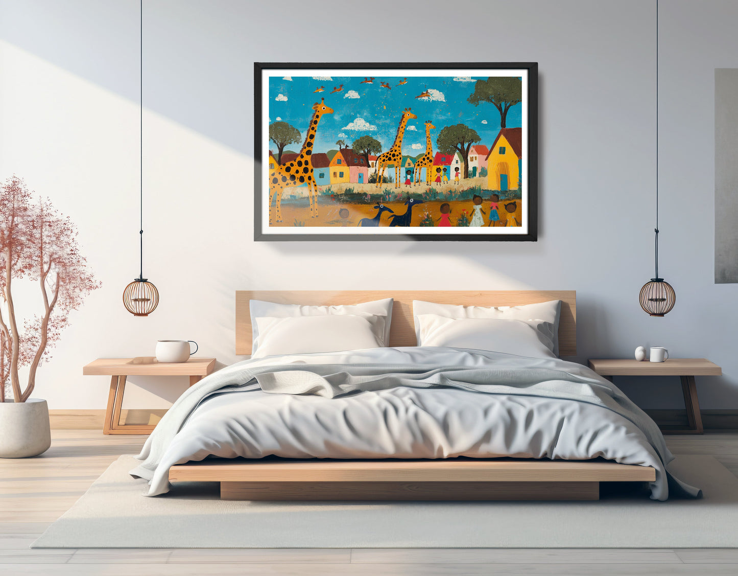 Giraffe Village Folk African American canvas print view 69