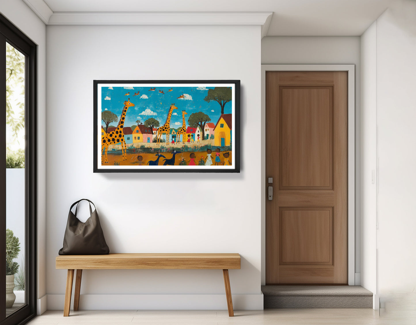 Giraffe Village Folk African American canvas print view 71