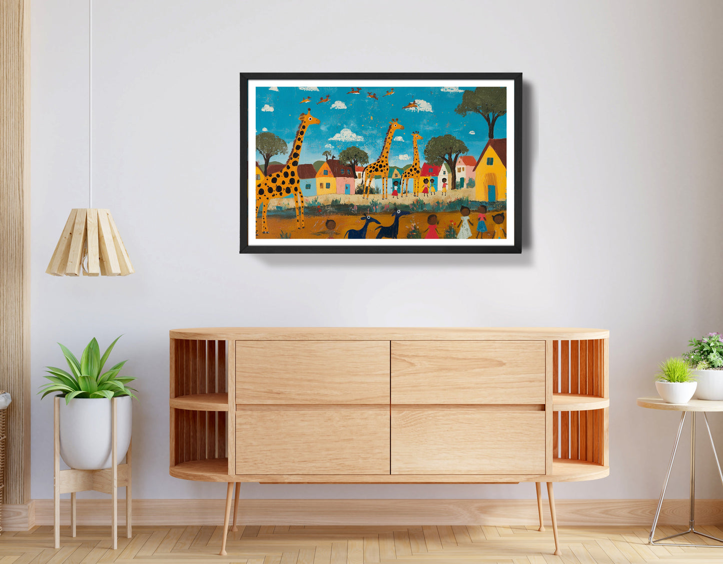 Giraffe Village Folk African American canvas print view 68