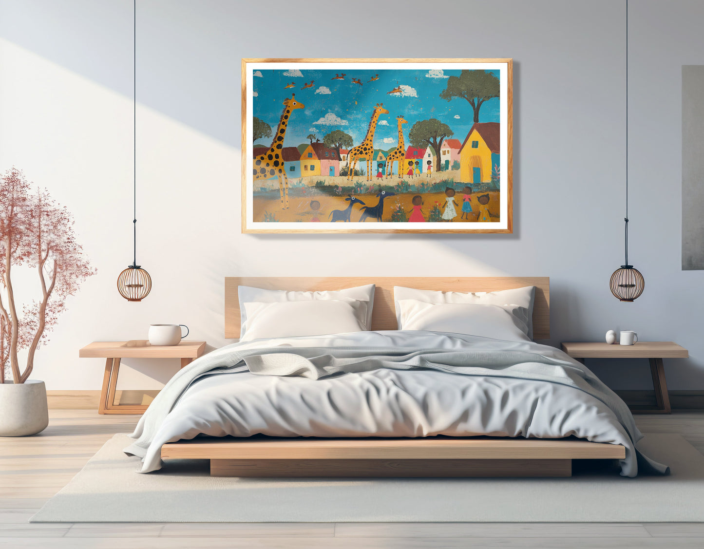 Giraffe Village Folk African American canvas print view 75