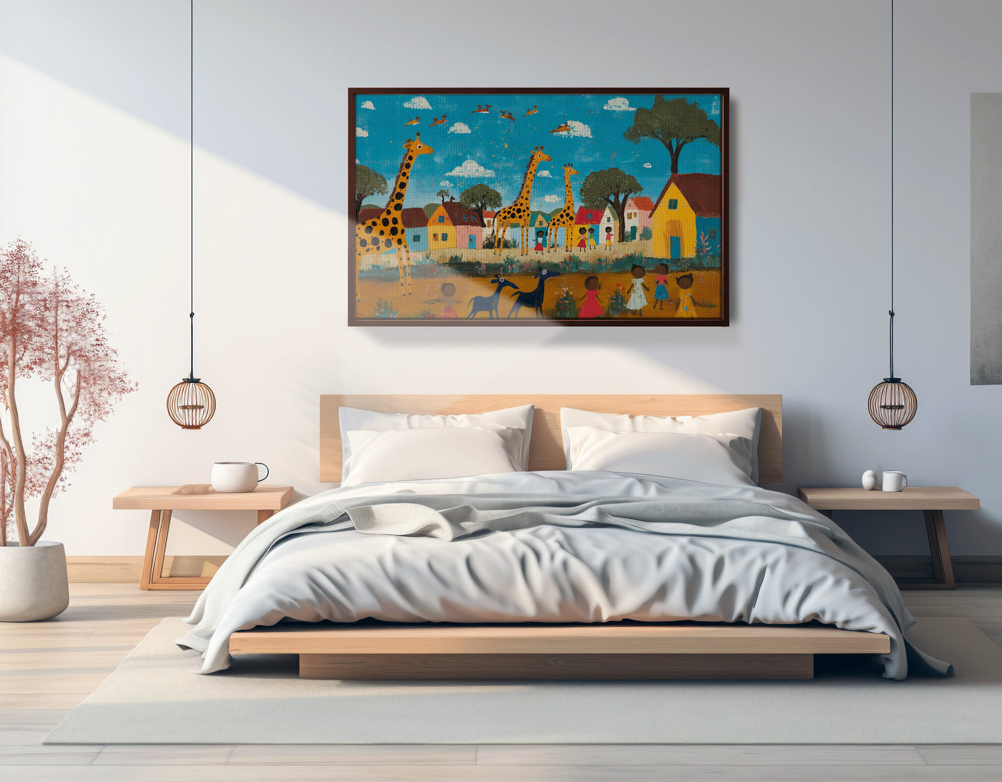 Giraffe Village Folk African American canvas print view 33