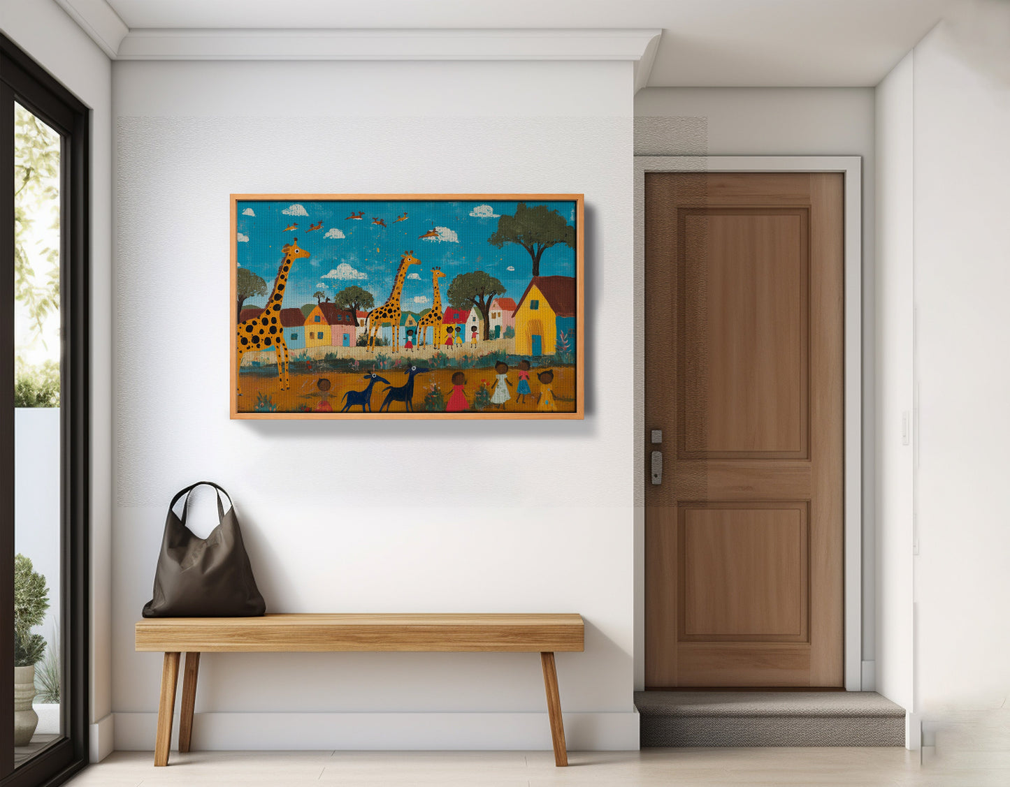 Giraffe Village Folk African American canvas print view 47