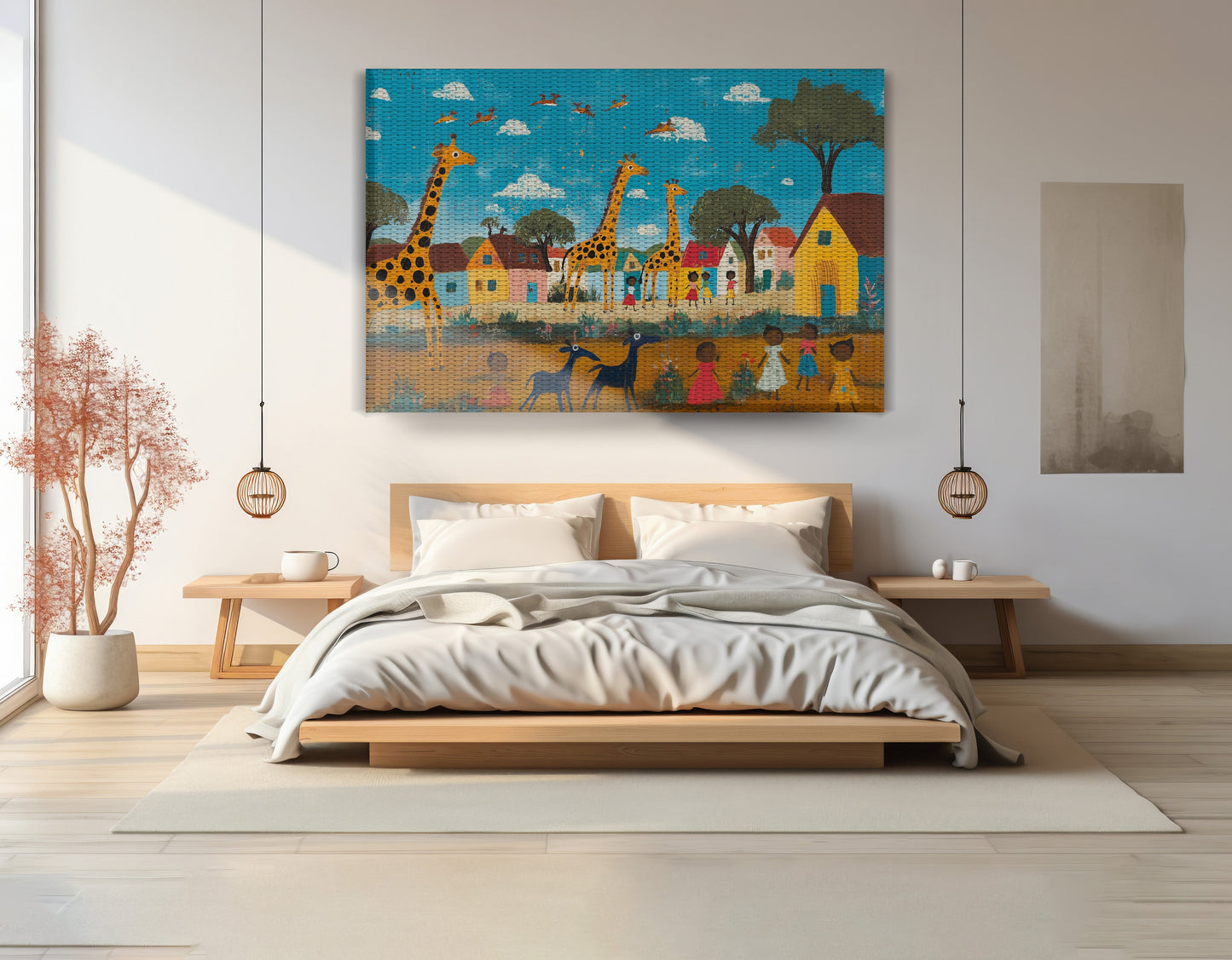 Giraffe Village Folk African American canvas print view 15