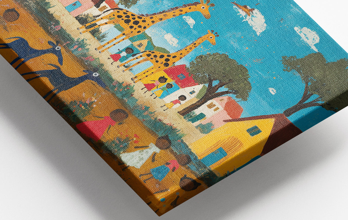 Giraffe Village Folk African American canvas print view 16