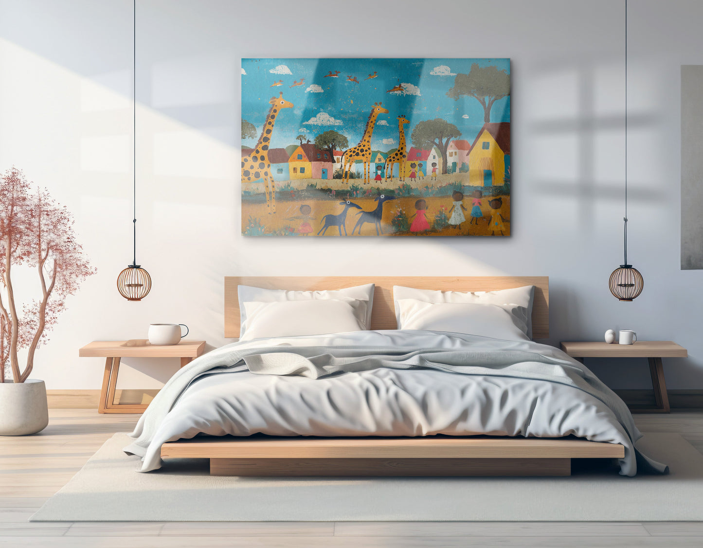 Giraffe Village Folk African American canvas print view 21