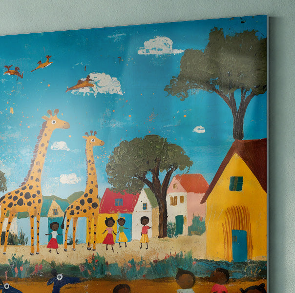 Giraffe Village Folk African American canvas print view 22