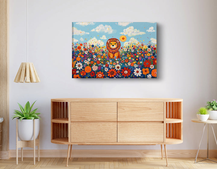 Lion in Wildflowers African American Wall Art